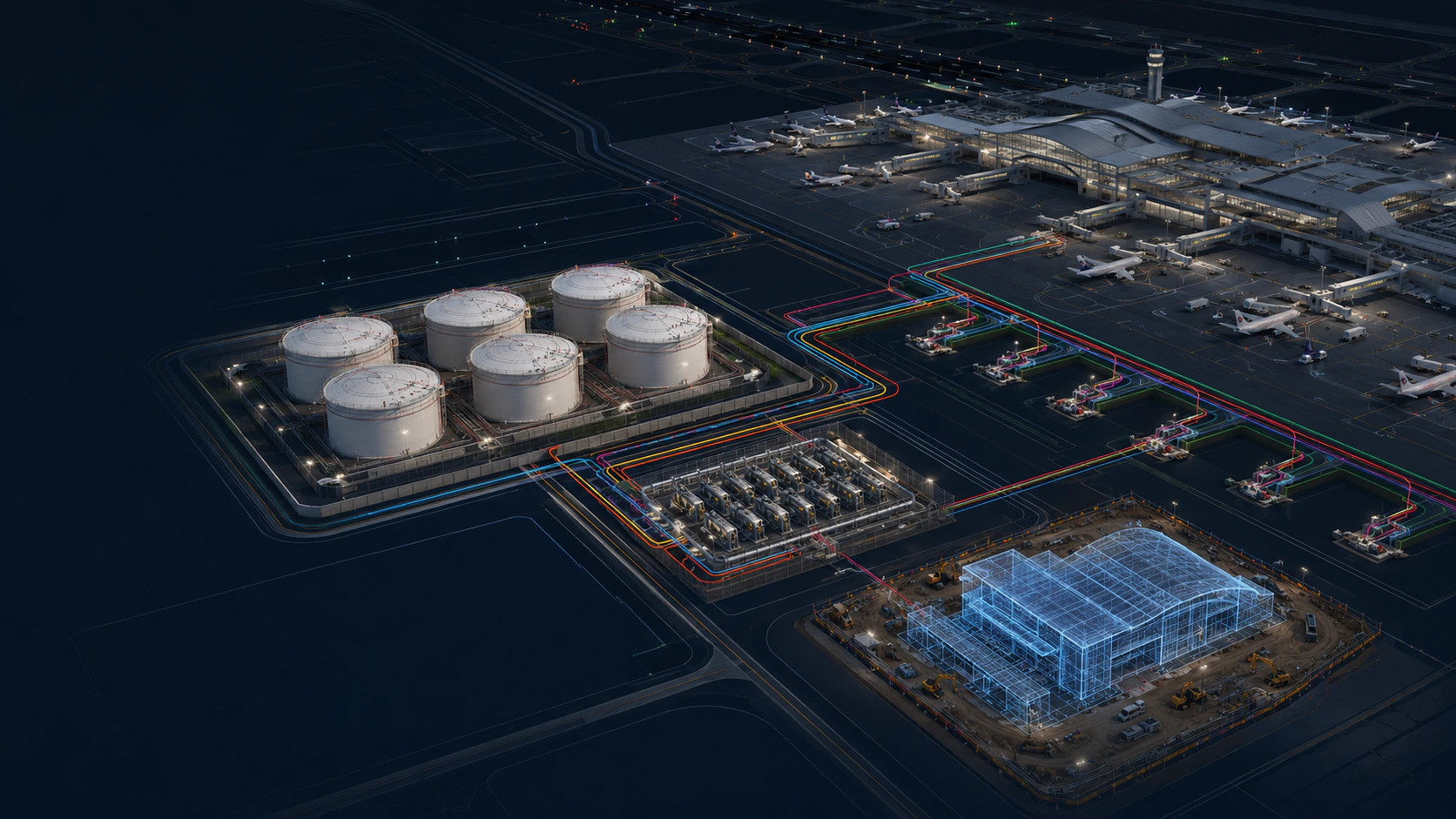 Airport Ecosystem — Terminal · aviation fuel · cargo · airfield · MRO