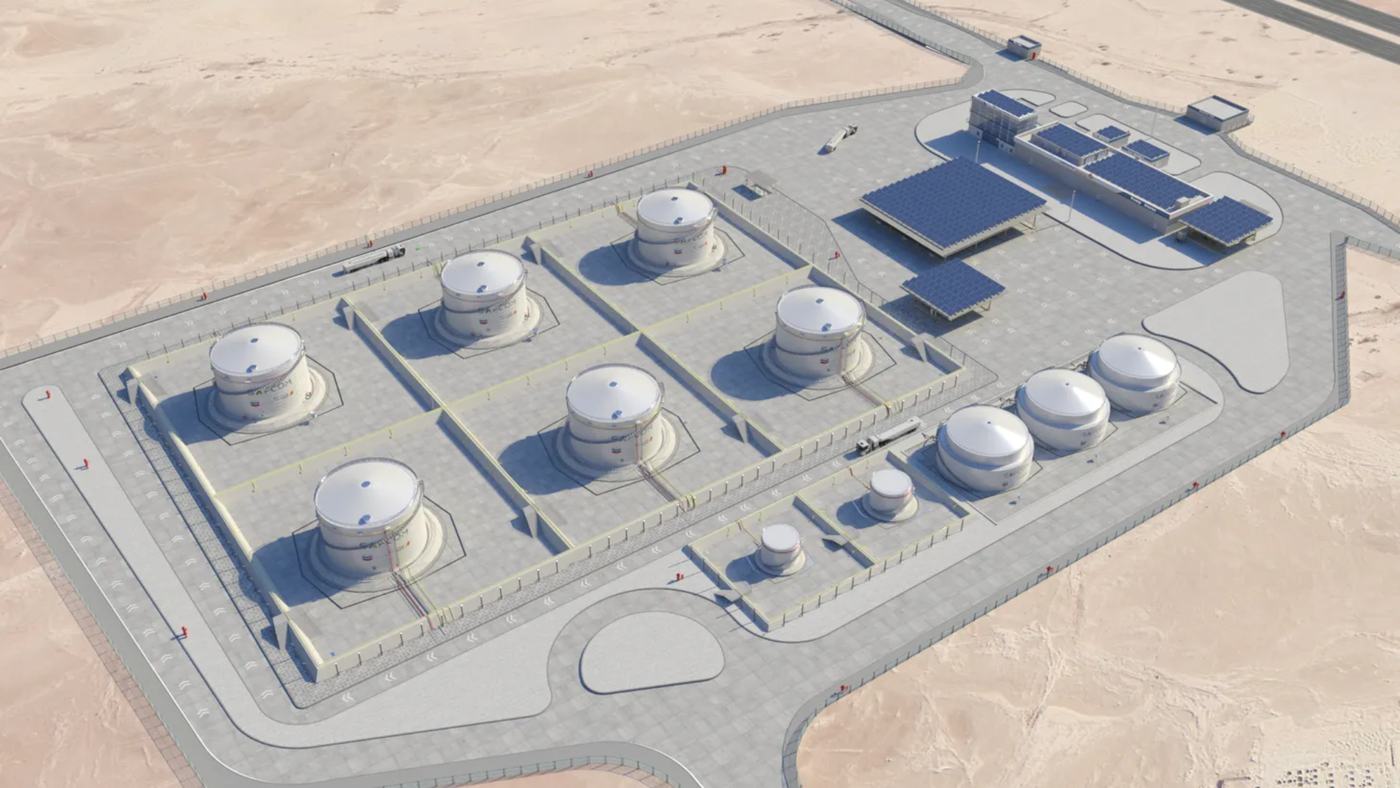 Aviation fuel farm infrastructure rendering